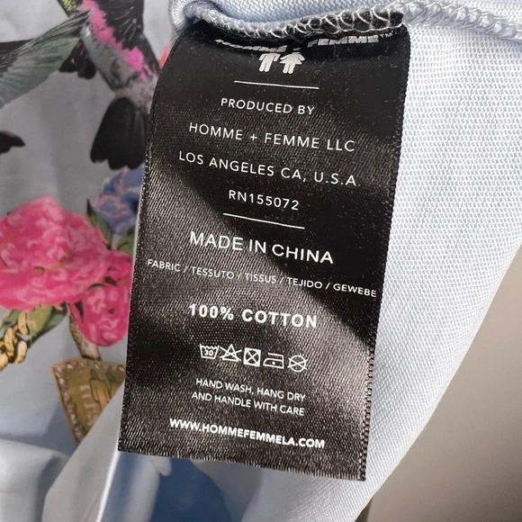 Homme + Femme - PARADISE CHAIN TEE Hummingbirds in Blue - XXL NWT - Picture 4 of 9